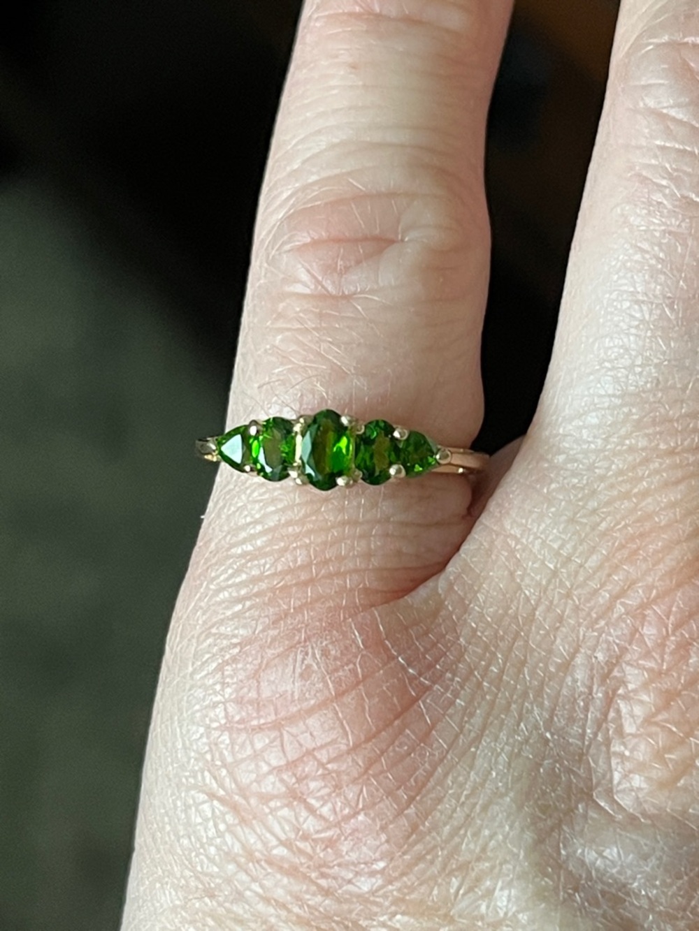 14K Yellow Gold Ring with Diopside Gem Accents - Picture 2 of 13